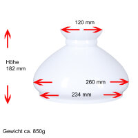 Petroleumglas opal weiß Ø 234mm Lampenglas...