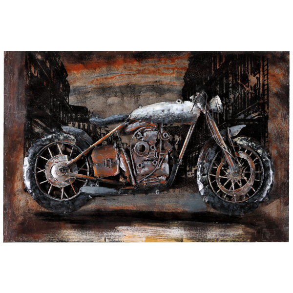 129,90 x Unikat Relief Handm, 40 60 cm Wandbild 3D-Bild € Motorcycle Metallbild