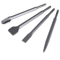 Meißel-Set SDS-Plus 4 teilig Kanal Breit Spitz Flach Stahl Meissel für Bohrhammer
