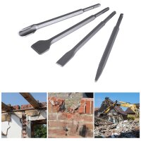 Meißel-Set SDS-Plus 4 teilig Kanal Breit Spitz Flach Stahl Meissel für Bohrhammer
