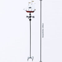 Windfahne Segelschiff Rot u.Blau Metall Wetterfahne Windanzeiger Windspiel Deko