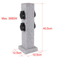 Steckdosensäule 4-fach Steinoptik Aussensteckdose