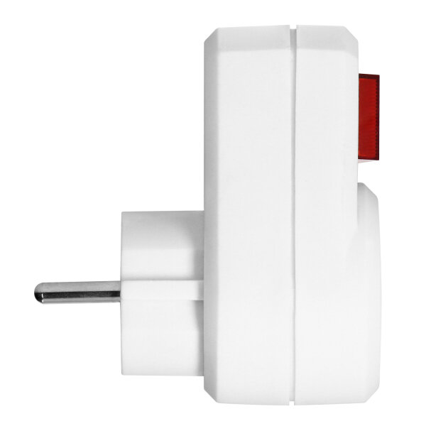 4 Steckdosenadapter Mit Schalter Weiß – 16A/230V, 3680W, Mit Kindersicherung, IP20