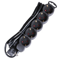 5-Fach Steckdosenleiste schwarz  mit oder ohne Schalter Kabel 3m