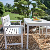 Gartenbank Holzbank Terrassenbank 3-Sitzer Eukalyptus weiß lackiert FSC 100%