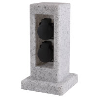 Steckdosensäule 2-fach in Steinoptik Mehrfachsteckdose Aussen