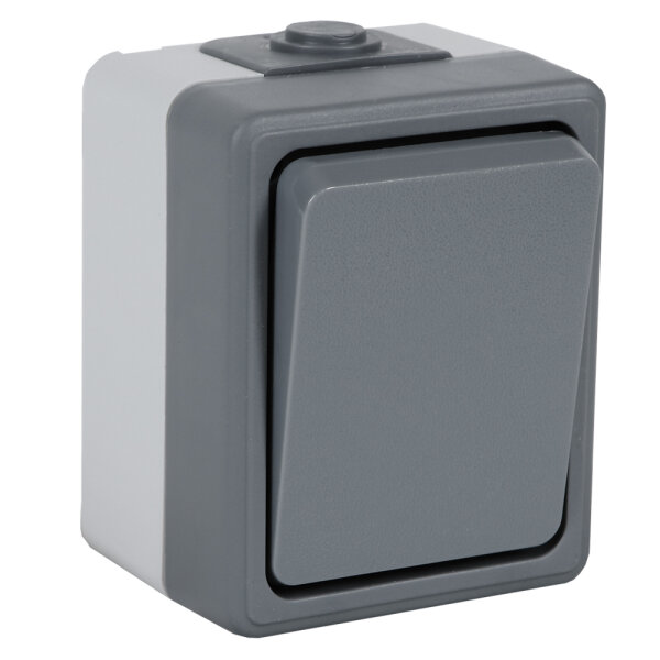 Feuchtraum Wechselschalter Grau 
250V~/10A, IP44 Aufputz Schalter