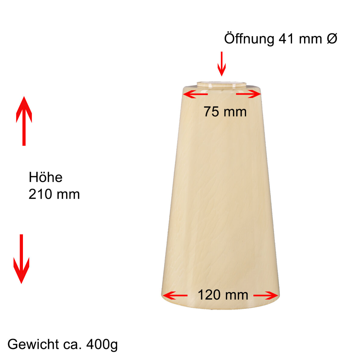 Lampenglas Strukturglas Antik, Ø 160 Mm, Höhe 140 Mm, Für E27 Fassung – Gebraust, Leicht Bräunlich, Ca. 760 G, Für Pendel- & Hängeleuchten