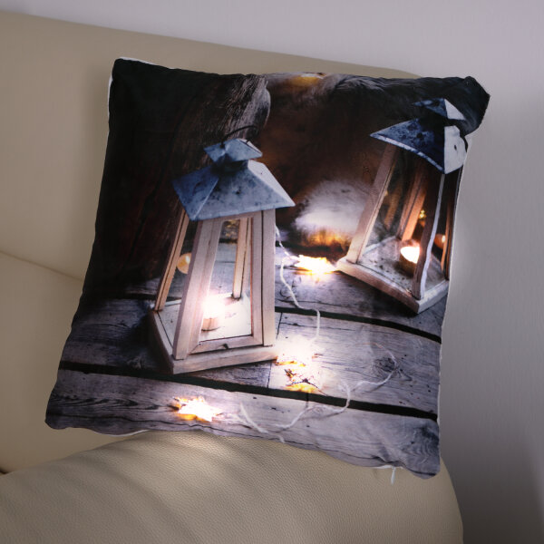 Dekokissen Weihnachtsdeko mit LED-Licht  Laterne