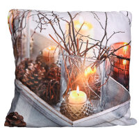 Dekokissen Weihnachtsdeko mit LED-Licht  Laterne
