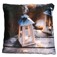 Dekokissen Weihnachtsdeko mit LED-Licht  Laterne
