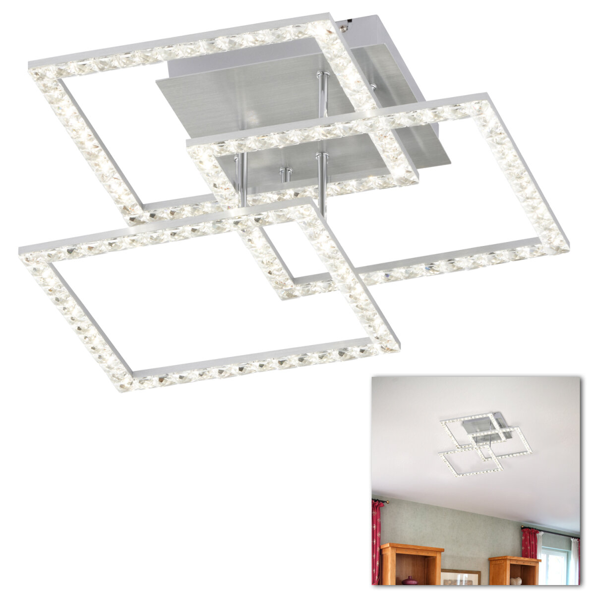 WOFI Deckenleuchte Kansas 3-flg – Mit Fest Verbauten LEDs, Modernes Design, Effektvolle Beleuchtung
