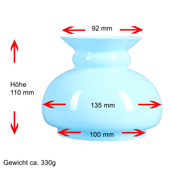 Petroleumglas Lampenglas – Ersatzglas Für Petroleumlampen, Opal-weiß, Glänzend, D=185 Mm, H=140 Mm – Auch Für Wandleuchten & Tischlampen