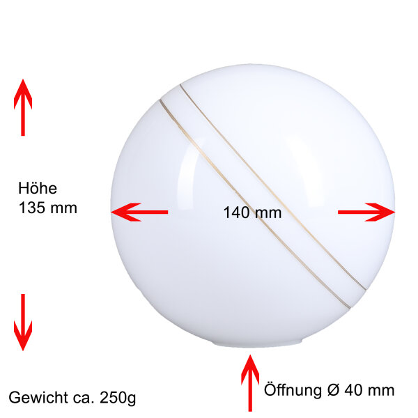 Kugelglas Weiß Glänzend 140mm – Opalglas Für E27 Fassung, Ersatzglas Für Lampen & Leuchten
