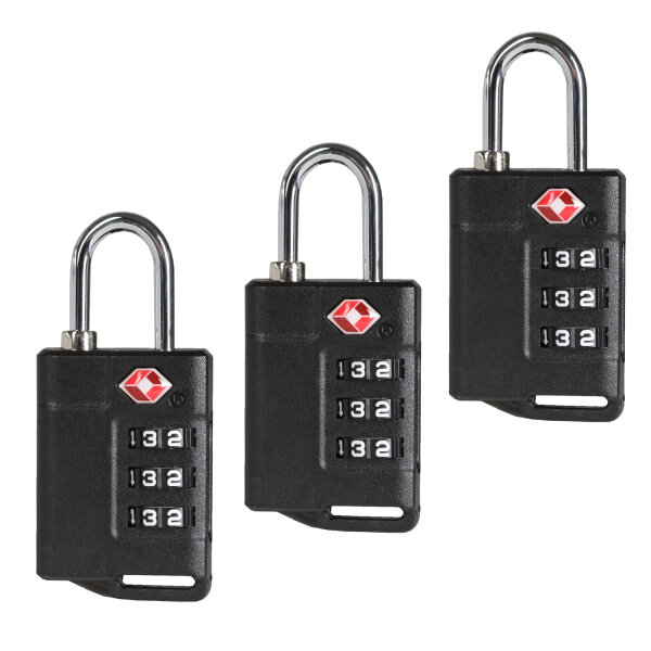 TSA Zahlenschloss, Kofferschloss 3er Set