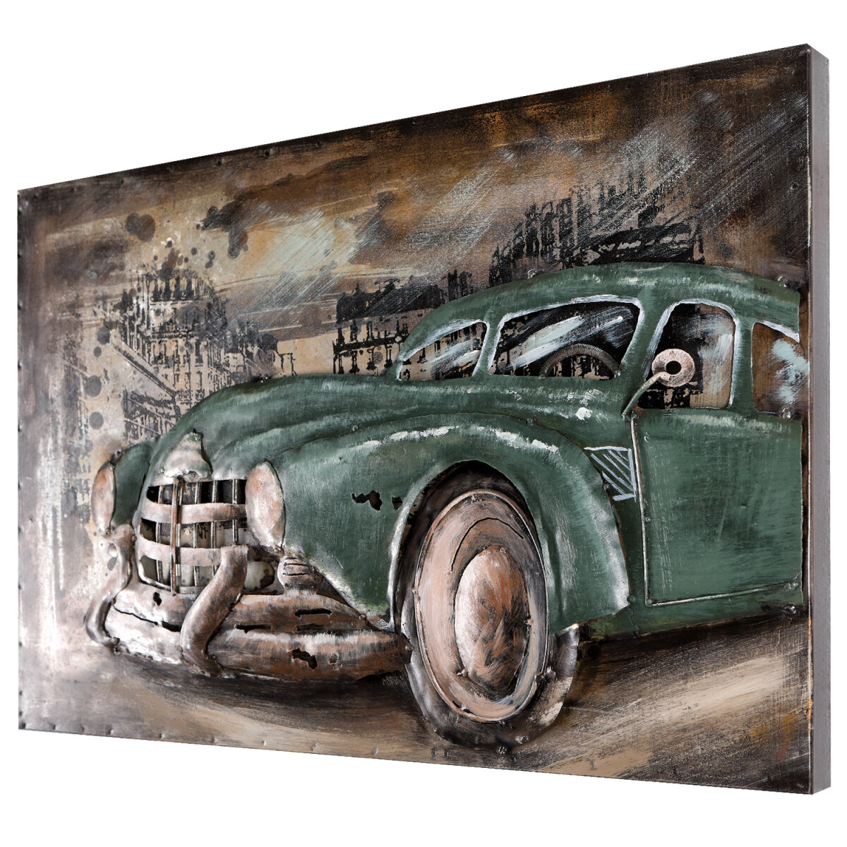 Tableau Métal Bus Rouge Vintage - 80x40cm, 3D, Fait Main, Neuf Dans Son Emballage