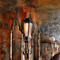 Wandbild Metallbild 3D-Optik Rainy Paris Herbst 3D 120x80cm handmade