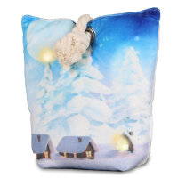Türstopper Türsack Türpuffer Stoff LED Timer Winterlandschaft Zugluftstopper Laterne