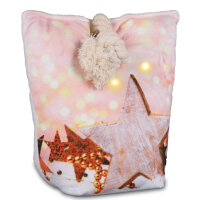 Türstopper Türsack Türpuffer Stoff LED Timer Winterlandschaft Zugluftstopper Laterne