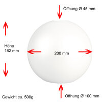 Kugelglas Ø 200mm Perlmutt Lampenglas Ersatzglas Leuchtenglas E27 Opalglas Kugelform