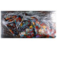 Metallbild Wandbild Relief Unikat 140x70x6cm Bild handgefertigt Pferdebild Bild