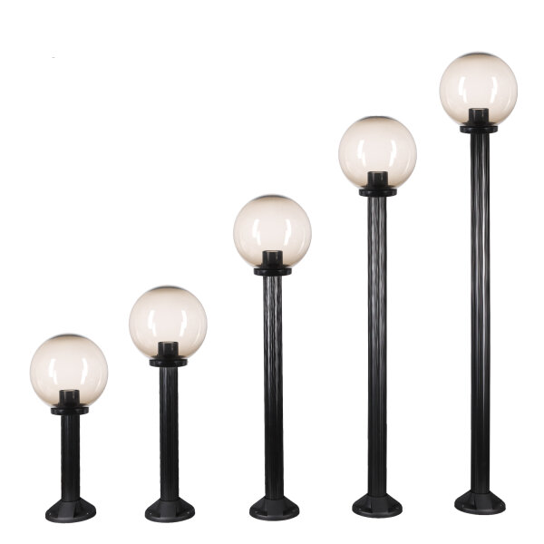 Wegeleuchte Wegelampe Außenleuchte Gartenlampe Kugel Rauchglas Weiß 25cm Ø