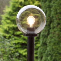 Wegeleuchte Wegelampe Außenleuchte Gartenlampe Kugel Rauchglas Weiß 25cm Ø