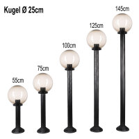 Wegeleuchte Wegelampe Außenleuchte Gartenlampe Kugel Rauchglas Weiß 25cm Ø