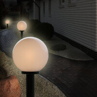 Wegeleuchte Wegelampe Außenleuchte Gartenlampe Kugel Rauchglas Weiß 25cm Ø