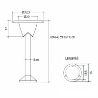 Wegeleuchte Wegelampe Außenleuchte Gartenleuchte E27 Lampe Höhe 46 - 116cm