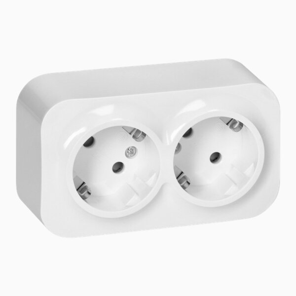 Aufputz Steckdose Weiß 2-fach Wandsteckdose Mehrfachsteckdose