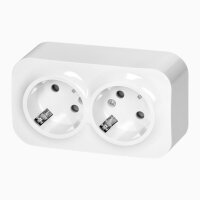 Aufputz Steckdose Weiß 2-fach Wandsteckdose Mehrfachsteckdose