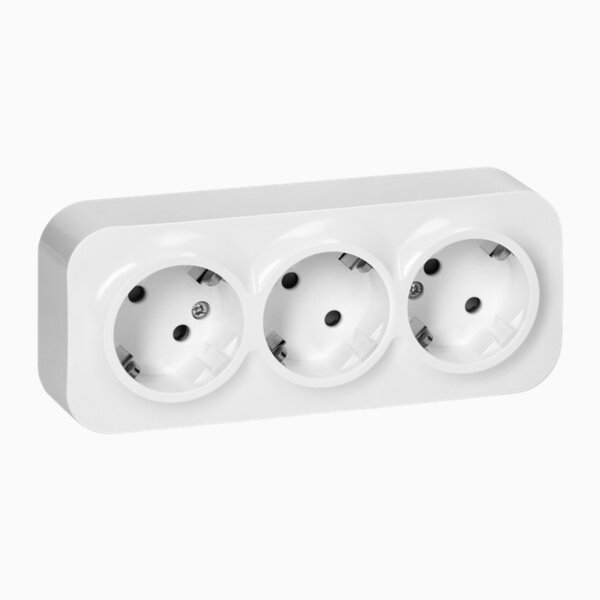 Aufputz Steckdose Weiß 3-fach Wandsteckdose Mehrfachsteckdose