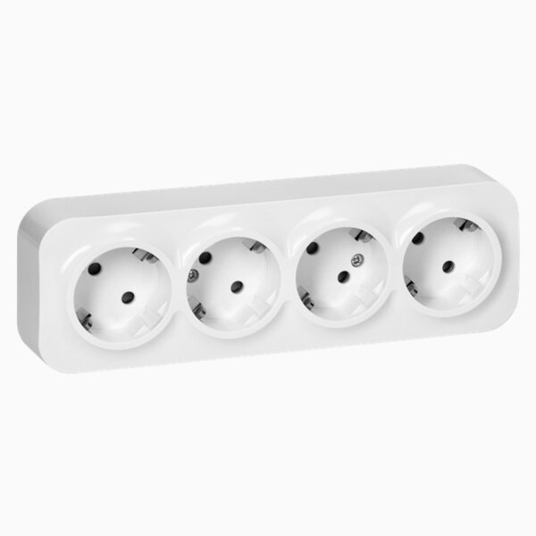 Aufputz Steckdose Weiß 4-fach Wandsteckdose Mehrfachsteckdose