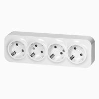 Aufputz Steckdose Weiß 4-fach Wandsteckdose Mehrfachsteckdose