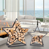 Brennholzregal Stapelregal Design Stern schwarz 2er Set