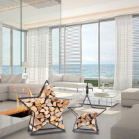 Brennholzregal Stapelregal Design Stern schwarz 2er Set