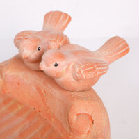 Vogeltränke Vogelbad Muschelform Terrakotta Keramik Kalksteinoptik Garten