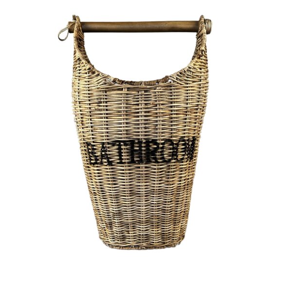 Toilettenpapierhalter Korb Aufbewahrungskorb m.Schriftzug Naturrattan