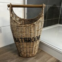 Toilettenpapierhalter Korb Aufbewahrungskorb m.Schriftzug Naturrattan