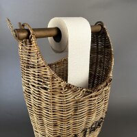 Toilettenpapierhalter Korb Aufbewahrungskorb m.Schriftzug Naturrattan
