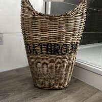 Toilettenpapierhalter Korb Aufbewahrungskorb m.Schriftzug Naturrattan