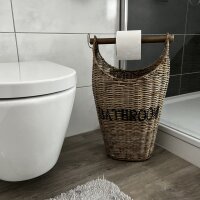 Toilettenpapierhalter Korb Aufbewahrungskorb m.Schriftzug Naturrattan