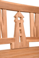 Gartenbank Moin Moin 150 cm – 3-Sitzer Teakholz geölt mit Leuchtturm-Motiv
