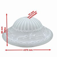 Ersatzglas Lampenglas Leuchtenglas satiniert weiß Ø270 mm H88 mm mit Ornamenten