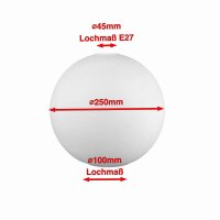 Kugelglas Lampenglas weiß, perlmutt Ø250mm Ersatzglas Leuchtenglas hochwertig Lampenschirm
