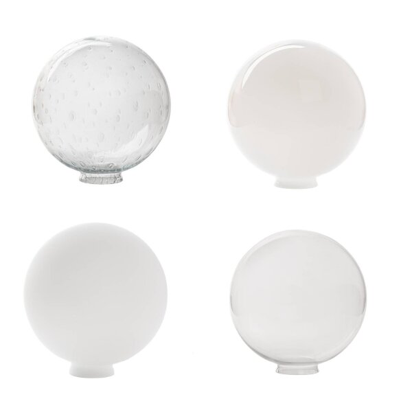 Kugelglas Lampenglas opal weiß, klar, blasen Ø 250mm Ersatzglas mit Kragen