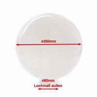 Kugelglas Lampenglas opal weiß, klar, blasen Ø 250mm Ersatzglas mit Kragen