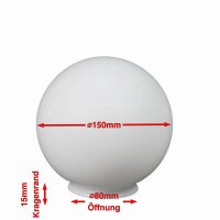 Kugelglas Lampenglas weiß glanz matt klar Ø 15cm mit Kragen Ersatzglas Leuchtenglas Glasschirm
