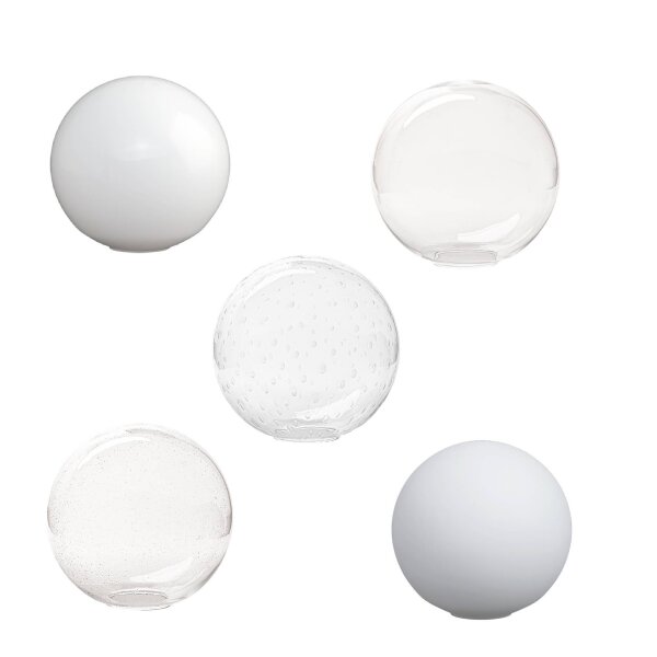 Kugelglas Lampenglas weiß klar Blasenglas Ø 25cm Ersatzglas ohne Kragen Glasschirm Lampenschirm Globus